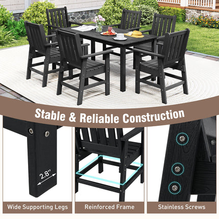 Set of 2 Patio Dining Chairs with Wide Armrests