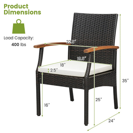 Patio Wicker Chair Set of 2/4 with Soft Zippered Cushion