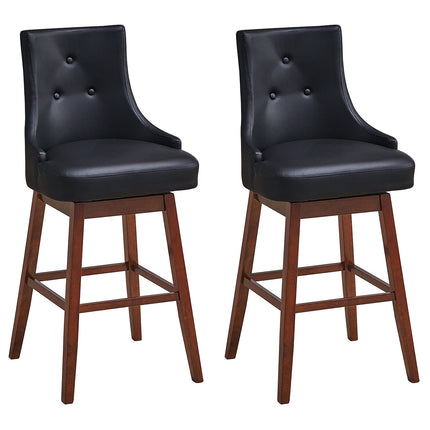 2 Pieces 29 Inch Pub Height Swivel Upholstered Bar Stools with Wood Legs-29 inches