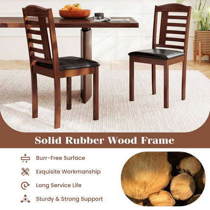 Set of 2 Wood Kitchen Chairs with Faux Leather Upholstered Seat