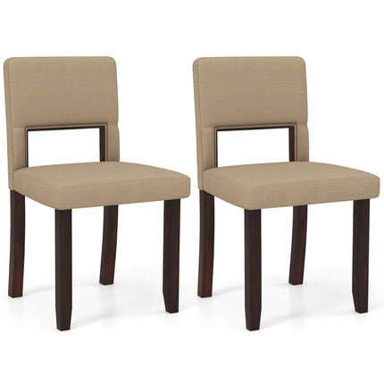 Set of 2 Wooden Dining Chair with Acacia Wood Frame Padded Seat and Back