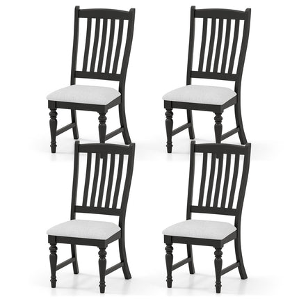 Set of 4 Dining Chairs Kitchen Side Chair with Solid Wood Legs-Black