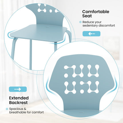 Set of 4 Metal Dining Chair with Hollowed Backrest and Metal Legs
