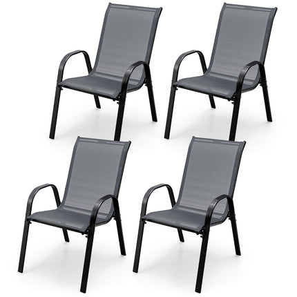 4 Pieces Stackable Patio Dining Chairs Set with Armrest