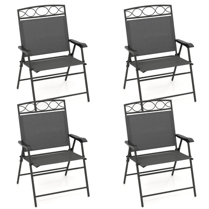 Set of 4 Patio Folding Chairs Set Dining Chairs with Armrests