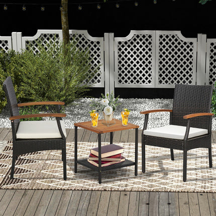 Patio Wicker Chair Set of 2/4 with Soft Zippered Cushion