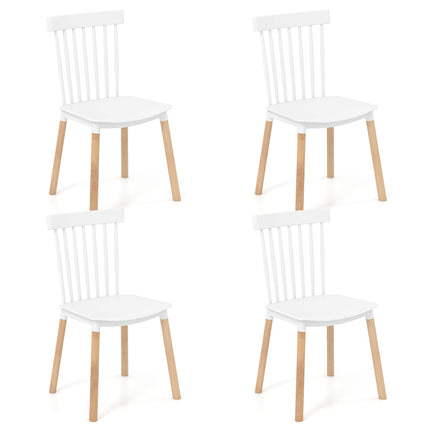 Set of 4 Windsor Dining Chairs with Spindle Backs and Curved Seats