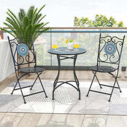 Set of 2 Mosaic Chairs for Patio Metal Folding Chairs