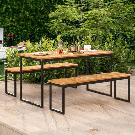 Set of 2 Patio Dining Bench for 2-3 Person Indoor Outdoor