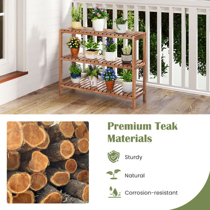 2/3-Tier Side Table Teak Wood Stand Utility Storage Shelf-3