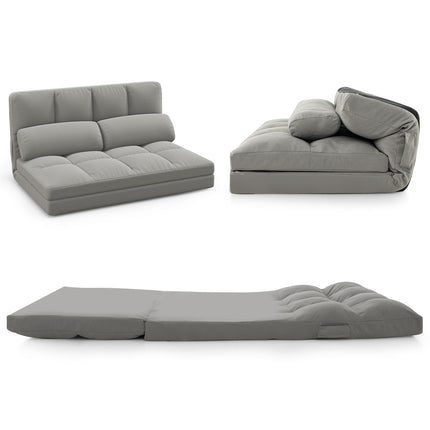 Floor Sofa Bed with 6 Positions Adjustable Backrest Skin-friendly Velvet Cover