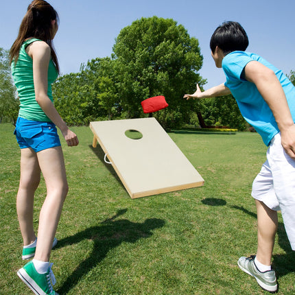 Solid Wood Cornhole Board Set Portable Corn Hole Game Board Includes 8 Bean Bags