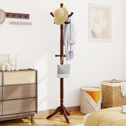 Solid Wood Hall Tree with 11 Hooks and 3 Height Options for Entryway