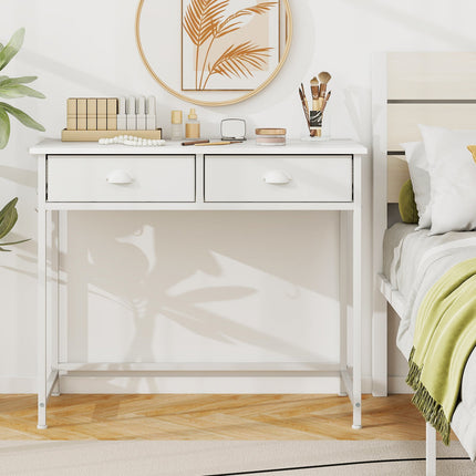 Space Saving Home Office Desk with 2 Fabric Drawers and 4 Hanging Hooks