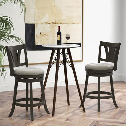 26.5 Inch Swivel Bar Stool with Backrest Soft Cushioned Seat and Footrest Gray