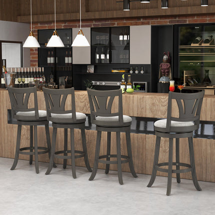26.5 Inch Swivel Bar Stool with Backrest Soft Cushioned Seat and Footrest Gray