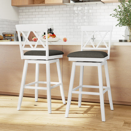 Swivel Bar Stools Set of 4 Counter Height Barstools with Backrest Upholstered Seat Cushion