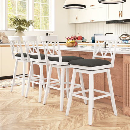 Swivel Bar Stools Set of 4 Counter Height Barstools with Backrest Upholstered Seat Cushion
