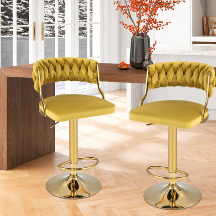 Swivel Barstool with Woven Back Set of 2 for Kitchen Island Cafe