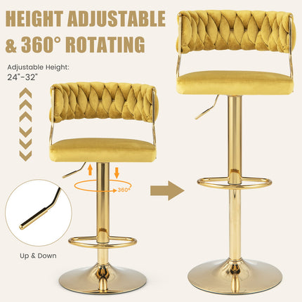Swivel Barstool with Woven Back Set of 2 for Kitchen Island Cafe