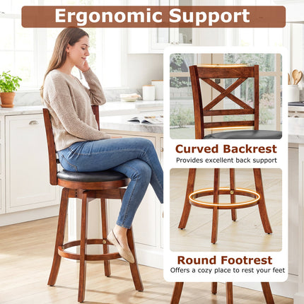 Swivel Barstools Set of 2 with Backrest and Footrest