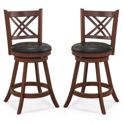 360¬∞ Swivel Upholstered Barstools Set of 2 with Back and Footrest