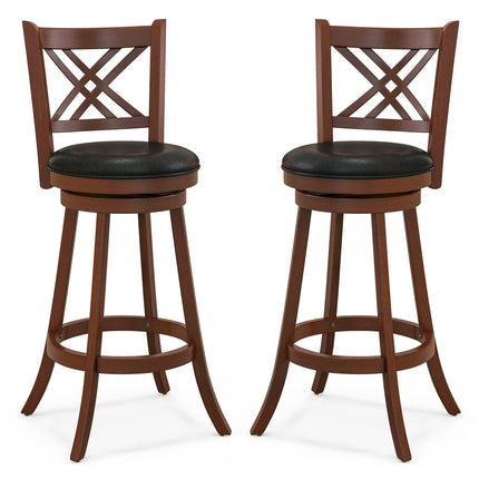 360¬∞ Swivel Upholstered Barstools Set of 2 with Back and Footrest