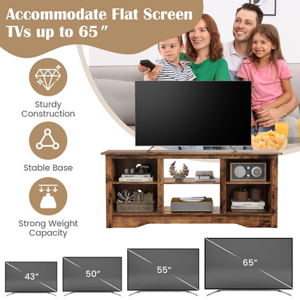 TV Stand for up to 65 Inch Flat Screen TVs with Adjustable Shelves for 18 Inch Electric Fireplace (Not Included)