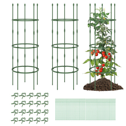 3-Pack Garden Trellis 40 Inch Tall Plant Support Stands with Clips and Ties