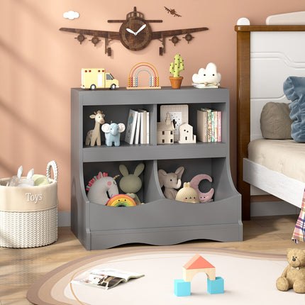 Toy Storage Organizer 4-Cubby Kids Bookcase for Toys and Books
