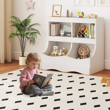Toy Storage Organizer 4-Cubby Kids Bookcase for Toys and Books