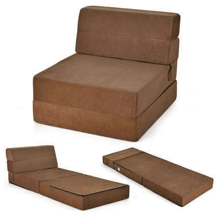 Tri-Fold Folding Chair Convertible Sleeper Bed