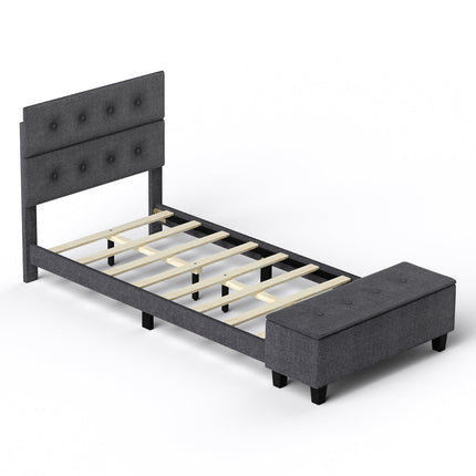 Full/Queen/Twin Upholstered Bed Frame with Ottoman Storage