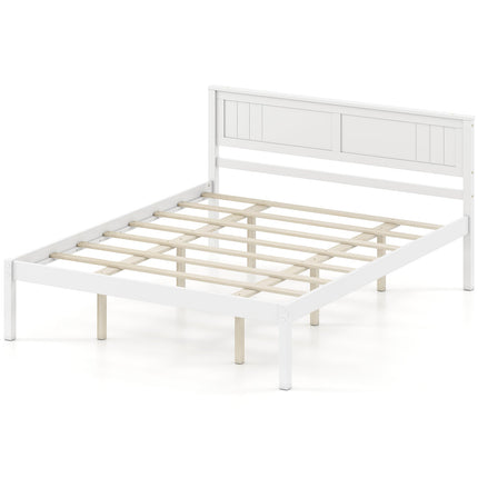 Twin/Full/Queen Size Sturdy Wooden Bed Frame with Headboard and Slat Support