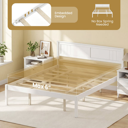 Twin/Full/Queen Size Sturdy Wooden Bed Frame with Headboard and Slat Support