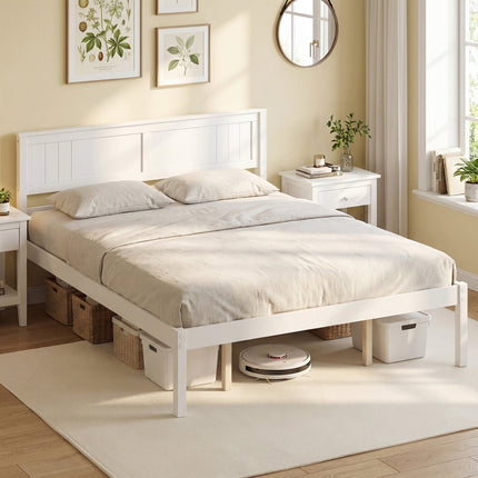 Twin/Full/Queen Size Sturdy Wooden Bed Frame with Headboard and Slat Support