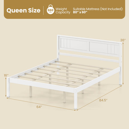 Twin/Full/Queen Size Sturdy Wooden Bed Frame with Headboard and Slat Support