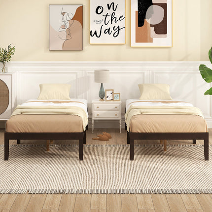 14 Inch Twin Wood Platform Bed Frame with Wooden Slats Support