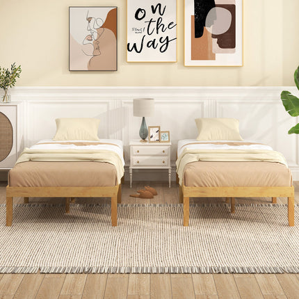 14 Inch Twin Wood Platform Bed Frame with Wooden Slats Support