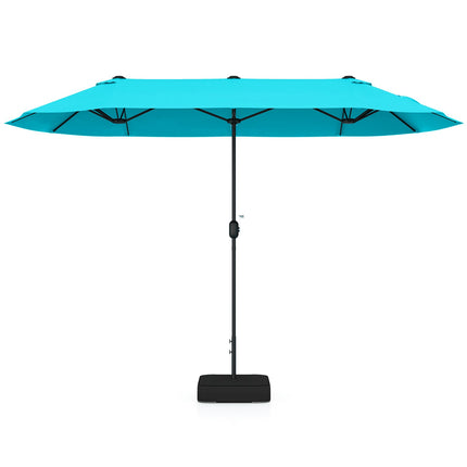 13FT Double-sided Patio Twin Table Umbrella with Crank Handle-Tan