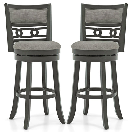 26" Counter Height Bar Chair with Wooden Frame Swivel Seat and Footrest for Pub Bar Restaurant