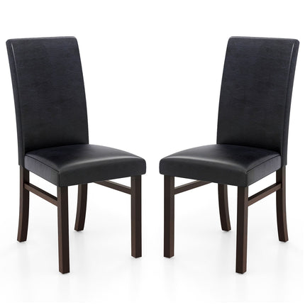Upholstered Dining Chairs Set of 2 with Solid Rubber Wood Legs