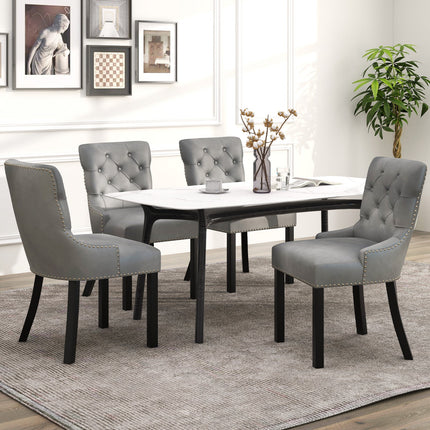 Upholstered Dining Chairs Set of 2 Tufted Wingback Chairs with Rubber Wood Legs