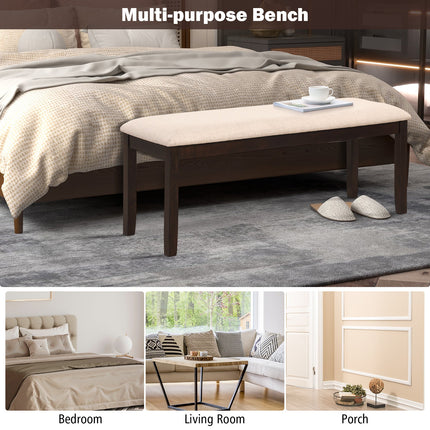 Upholstered Ottoman Bench with Padded Cushion-Beige