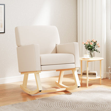 Upholstered Rocking Chair with and Solid Wood Base