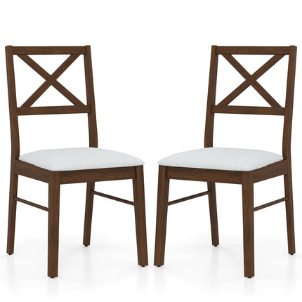 Upholstered Side Dining Chairs Set of 2 with Rubber Wood Frame
