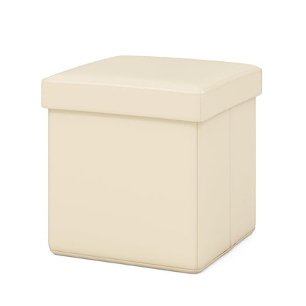 Upholstered Square Footstool with PVC Leather Surface for Bedroom