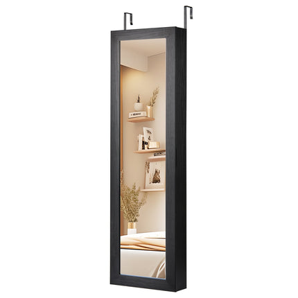 Wall or Door Mounted Jewelry Cabinet with Full-Length Mirror and LED Lights