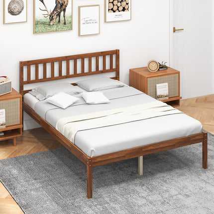 Twin/Full/Queen Size Wood Bed Frame with Headboard and Slat Support