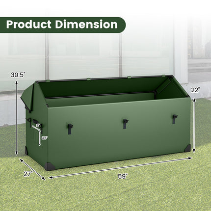 Waterproof Outdoor Storage Box with Ventilated Window  Adjustable Snap-Green